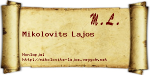 Mikolovits Lajos névjegykártya